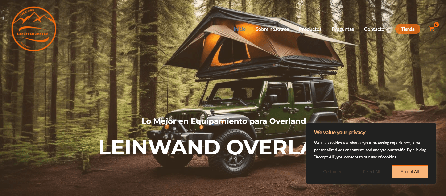 Vista de la tienda Leinwand Overland